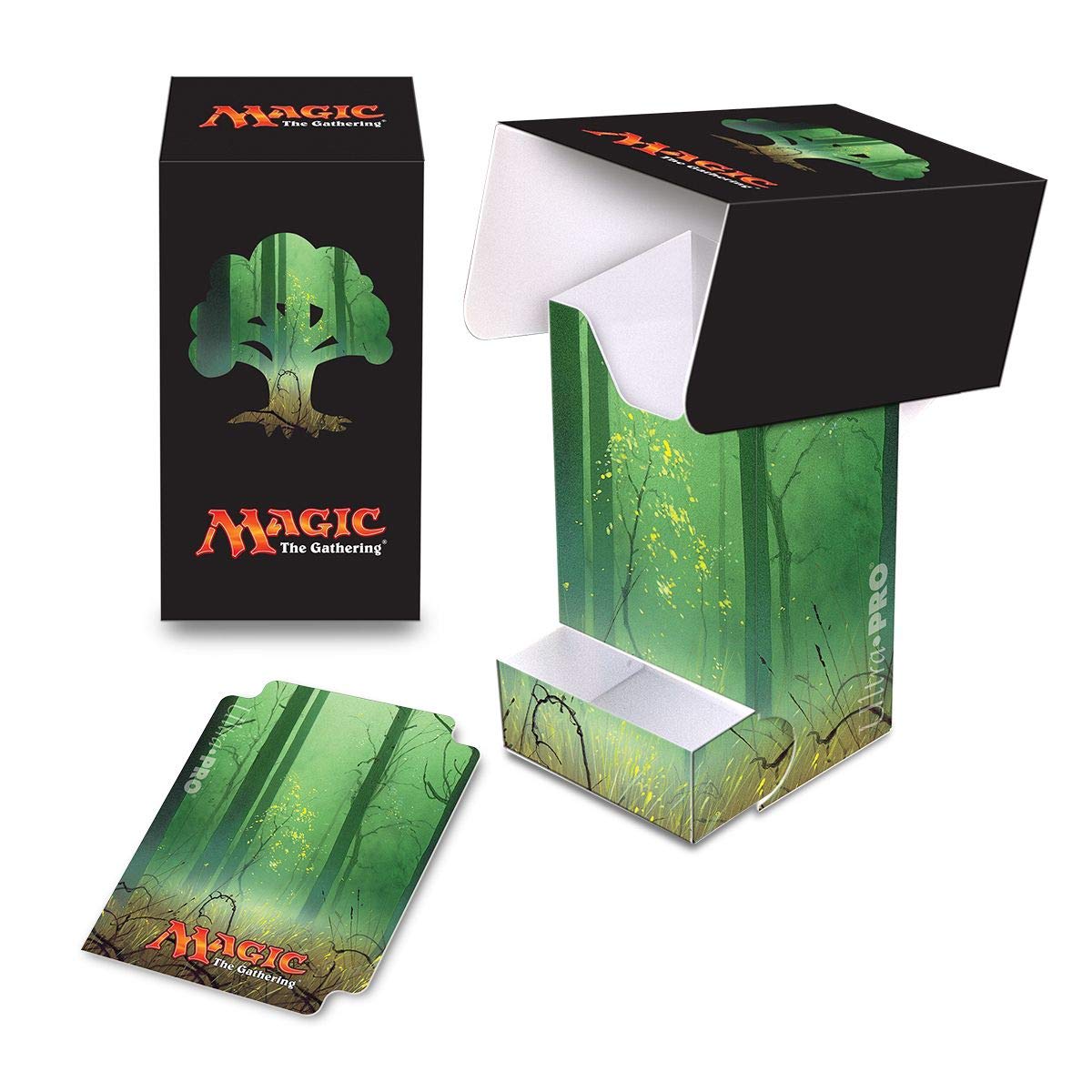 Ultra Pro E-86535 Full-View Deck Box with Tray MTG: Mana 5 Forest, Adults Unisex, Green, 12x8x3
