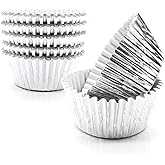 Cupcake Liners Silver,GOLF Standard Size Silver Foil Cupcake Liners Wrappers Metallic Baking Cups,Muffin Paper Cases, 100 Pac