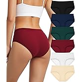 Cuweni Women's Cotton Underwear Full Coverage Soft Briefs Comfortable Low Rise Breathable Ladies Hipster Panties 6 Pack
