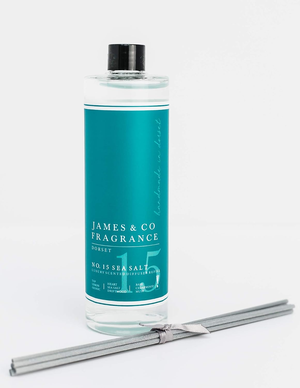 James & Co No.15 Sea Salt (Sea Salt & Driftwood) 200ml Reed Diffuser Refill Bottle with 6 Fibre Reeds, 200 ml (Pack of 1)