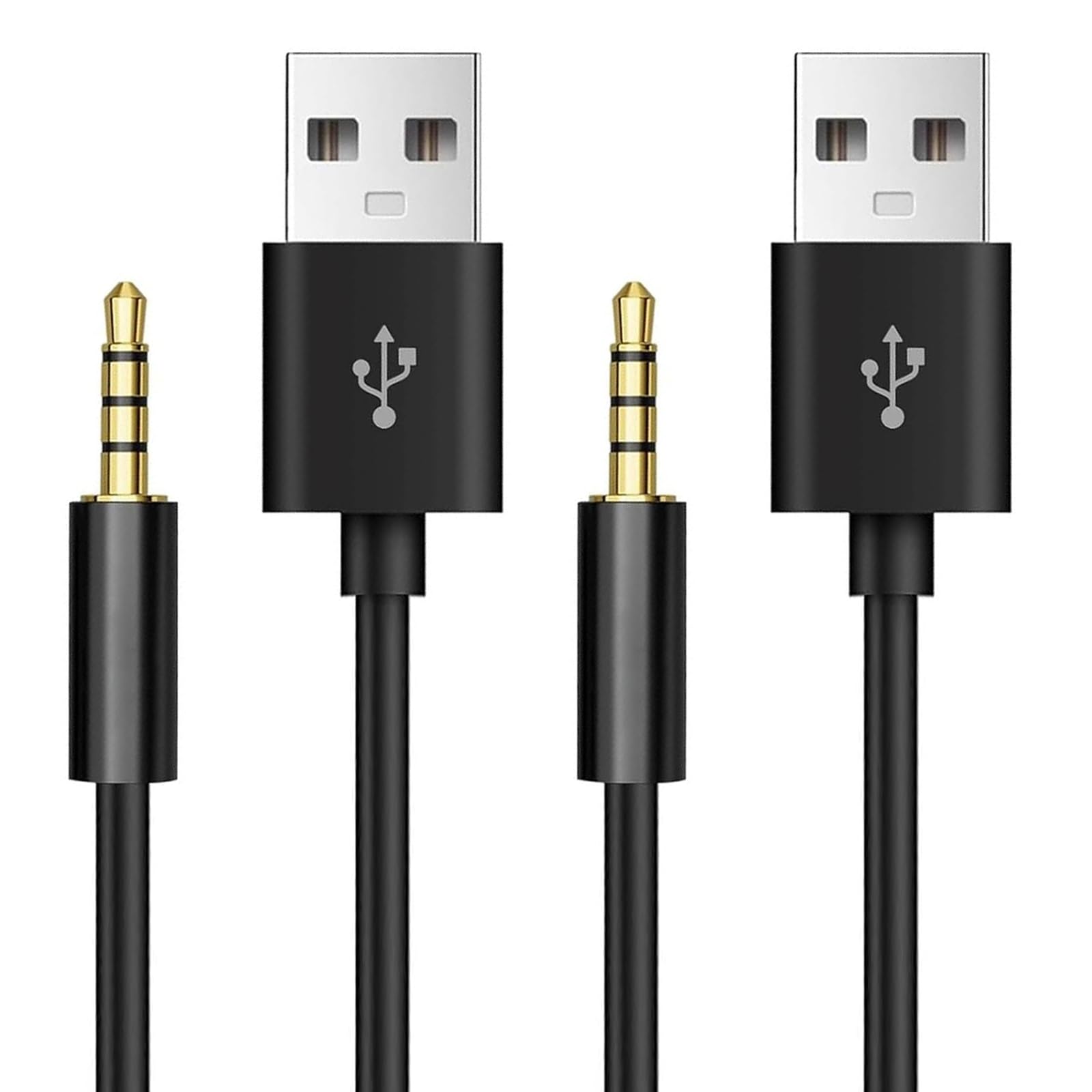Photo 1 of iPod Shuffle Cable, 3.5mm Audio Jack to USB Charging and Data Transfer, USB Data Sync & Charging Cable Lead?Compatible with iPod Shuffle 3 4 5 6 7 MP3 Player Black?2 Pack