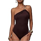 SweatyRocks Women's One Shoulder Backless Bodysuit Sleeveless Asymmetrical Bodysuit Sexy Going Out Tops
