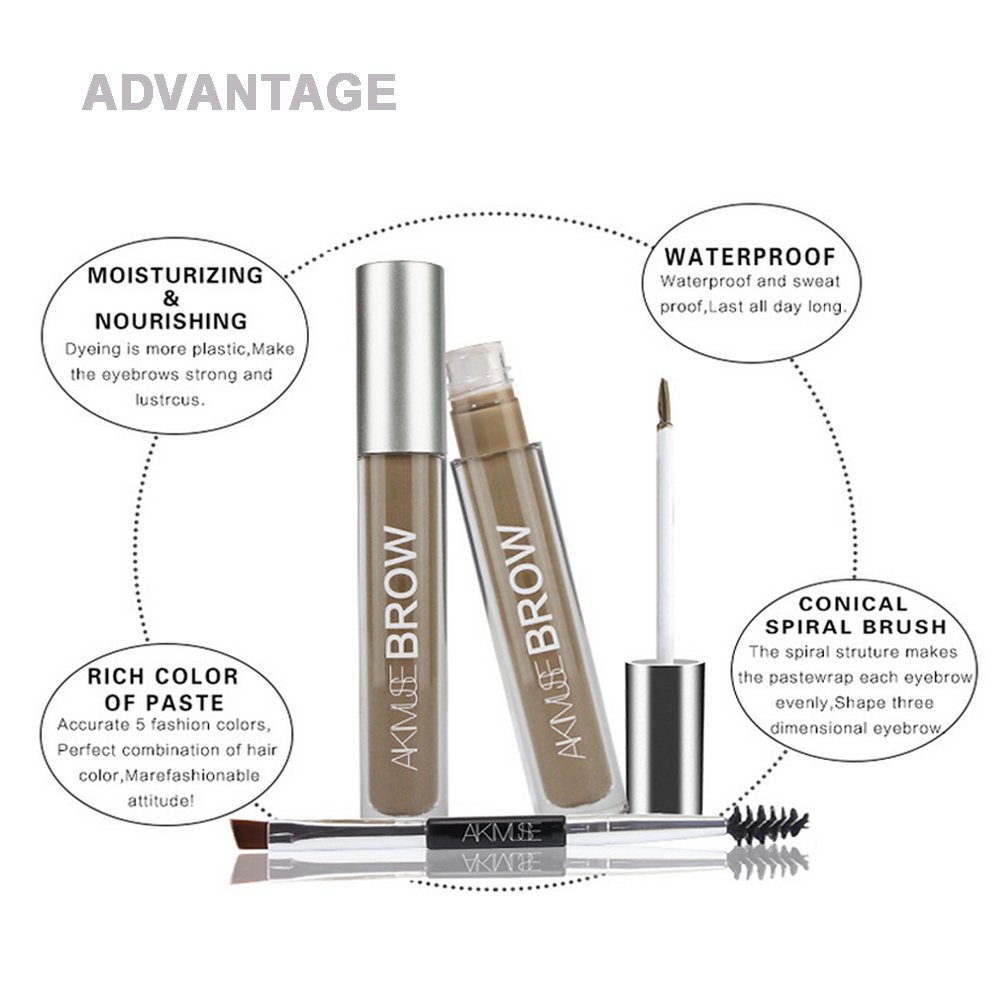 Waterproof Eyebrow Pen, WeChip Semi Permanent Eyebrow Gel Fast Dry Waterproof Anti-sweat Long Lasting Double-ended Pen Eye Makeup (# Black-Brown)