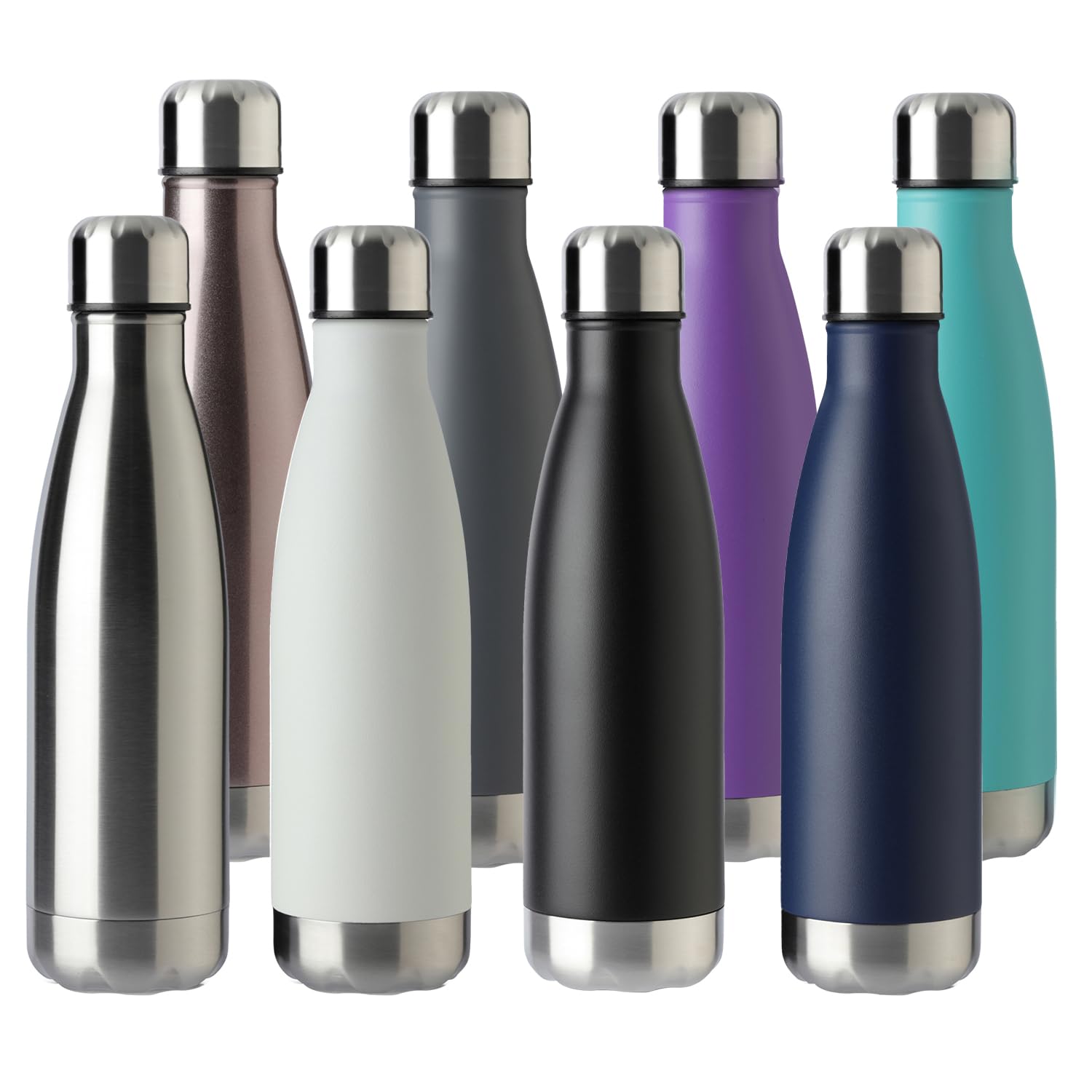 MEWAY 17oz Sport Water Bottle 8 Pack Vacuum Insulated Stainless Steel ...