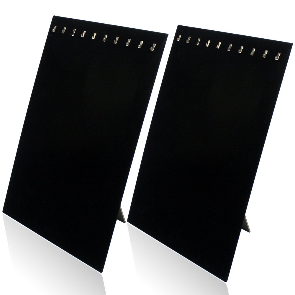 H&S 2x Velvet Jewellery Display Stand Bust Set for Necklace (Black) - Necklace Chain Stand - Jewellery Chain Holder