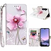 JanCalm for Galaxy A16 5G Phone Case Wallet, Floral Pattern Cute for Women Girl, Wrist Strap, Card Cash Slots, Kickstand PU Leather Flip Cover for Samsung A16 Case (Pearl Flower)