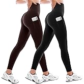 Walifrey Leggings with Pockets for Women 2 Packs,Women's High Waisted Yoga Leggings Gym for Workout