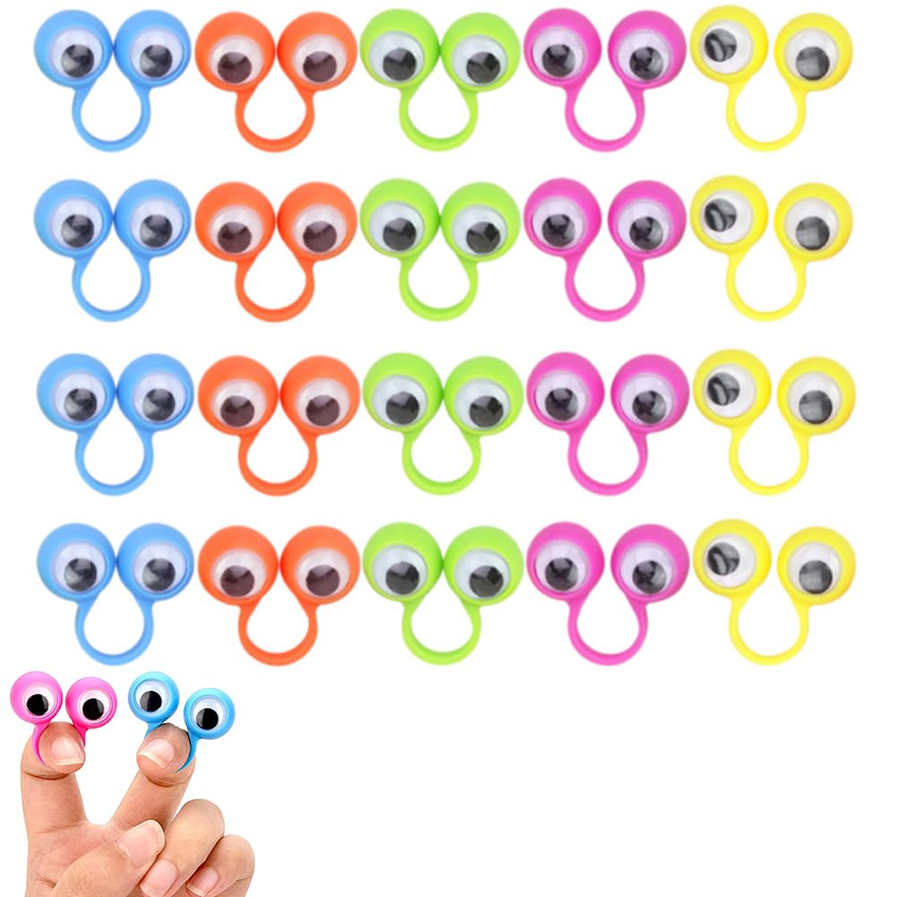 Googly Eyes Finger Puppets,Fun finger toys,Color Plastic Puppets,Wiggly Eyeball Finger Toys,Eye on Rings Educational Toys Gifts,5 Colors,30pcs