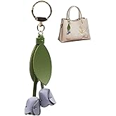 FengFaer Bag Charms for Handbags,Purse Charms, Tulip Flower Purse Keychain, Handmade Leather Leaf Flower Keychains for Women