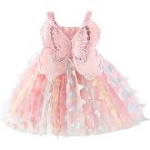 Baby Girl Butterfly Wings Fairy Dress Halloween Clothes Sleeveless A-line Ruffle Layered Lace Tutu Princess Dresses