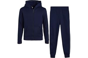 Real Love Girls' Jogger Set - 2 Piece Basic Fleece Solid Full Zip Hoodie and Sweatpants (Size: 7-16)