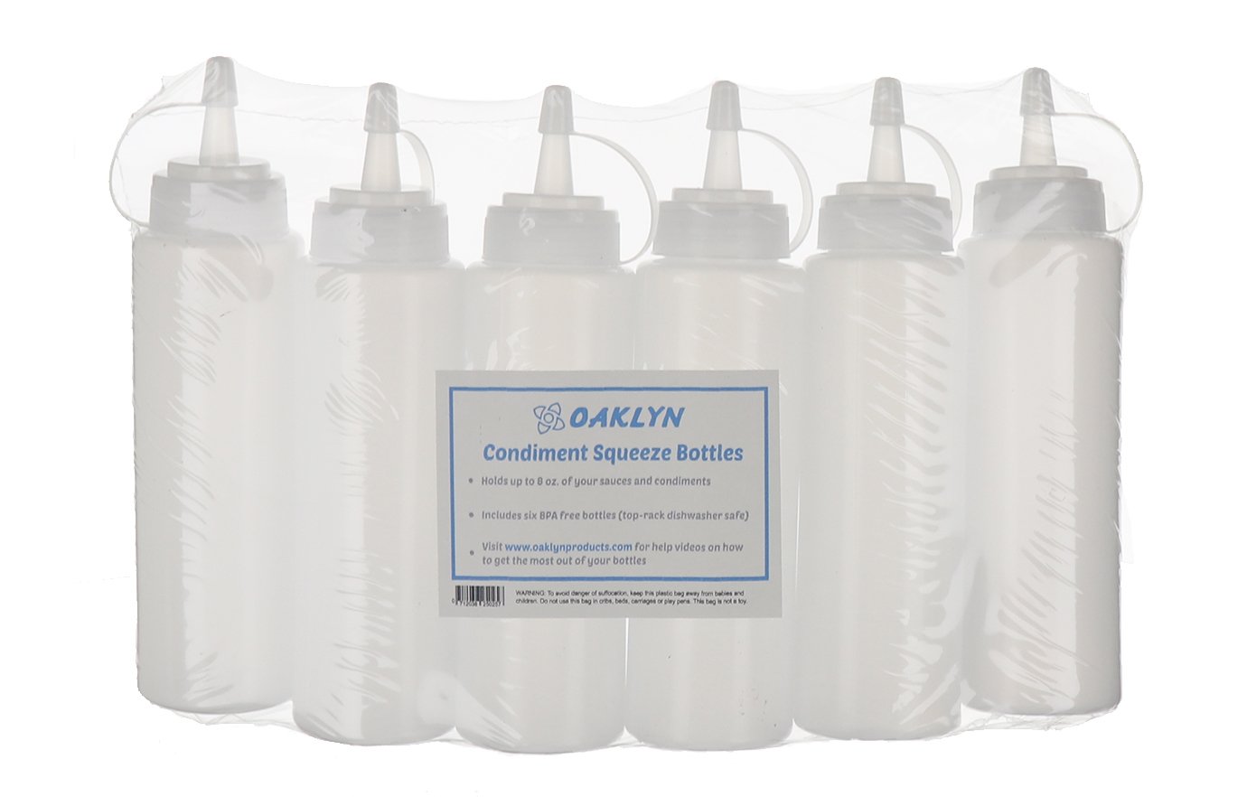 6pk 8 oz Plastic Squeeze Squirt Condiment Bottles with Twist On Cap