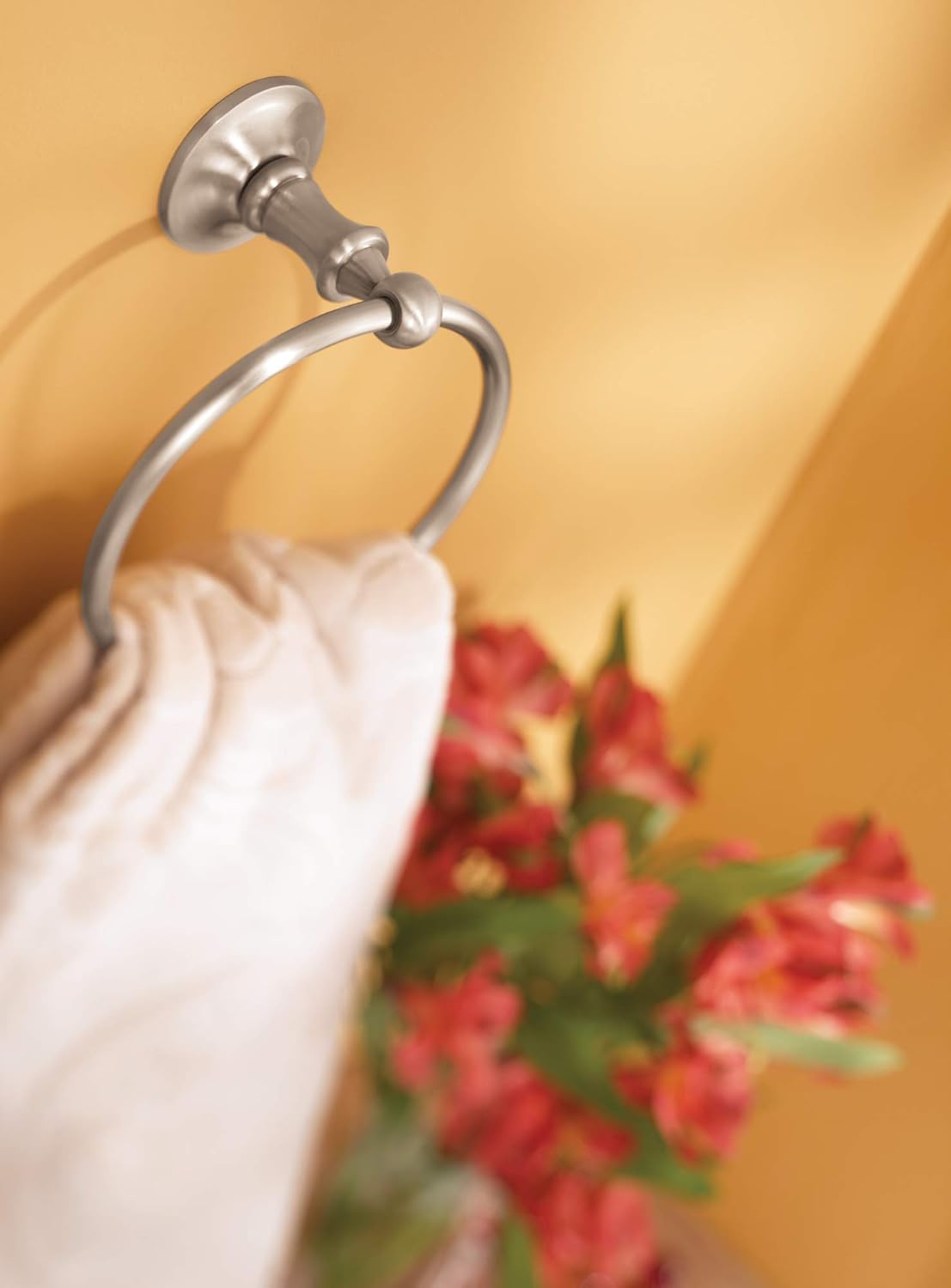 Moen DN6786BN Danbury Collection European Single Post Bathroom Hand Towel Ring, Brushed Nickel - Moen Bathroom Hardware - 