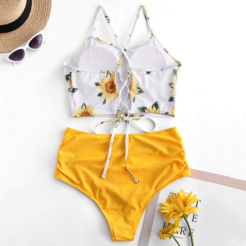 sunflower high waisted bathing suits