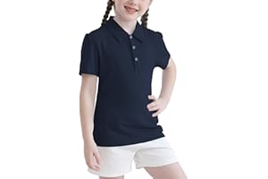 QBK 2T to Youth Girls' Puff Short Sleeve Polo Toddler School Uniform Pique Polo Kids Collared Golf Shirt