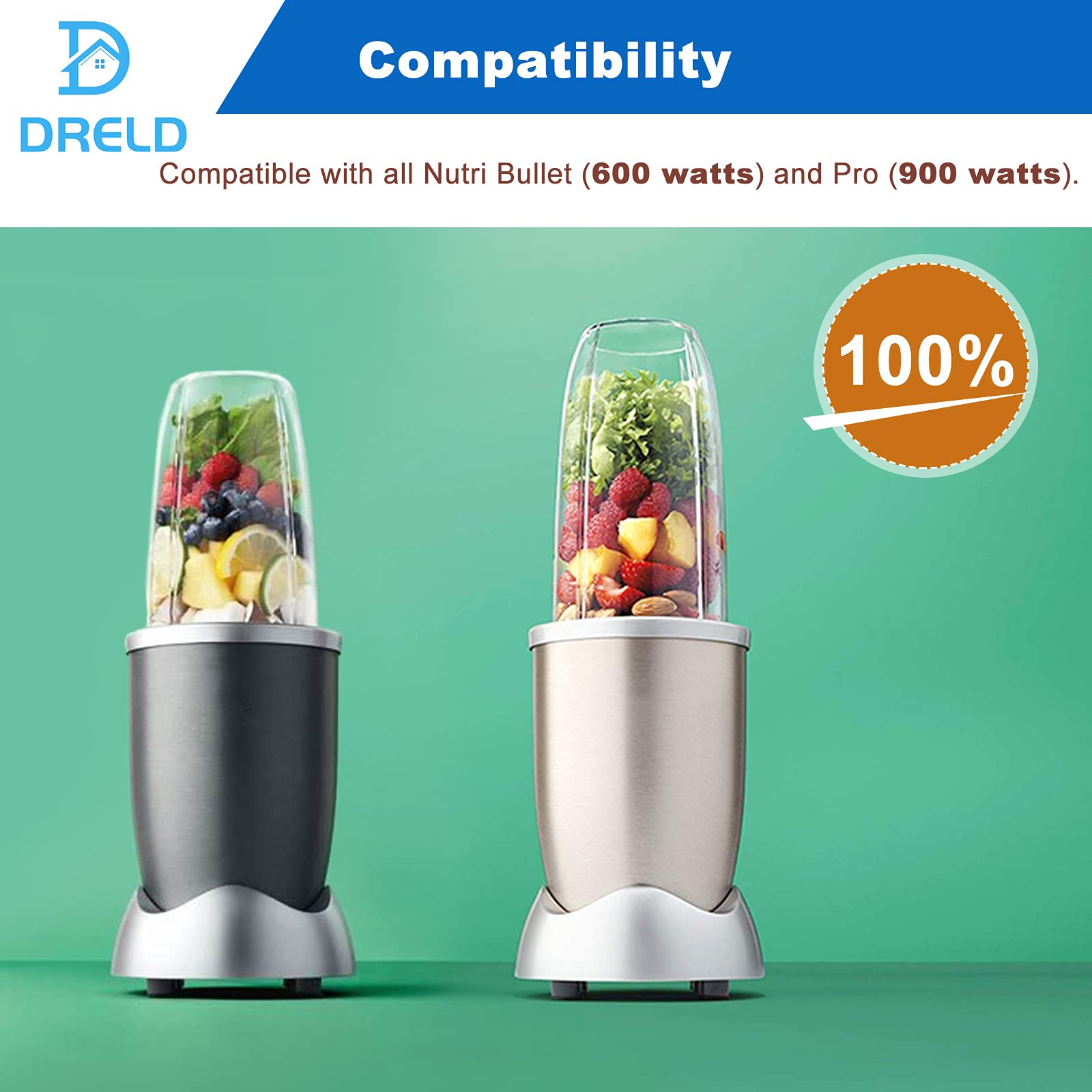 Blender 2Pcs 32oz Cup and 2Pcs Extractor Blade with 2 Rubber Gasket, Compatible with Nutribullet 600W/900W Blender Models (7 Packs)