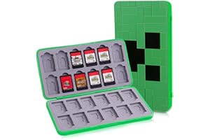 SUNMIKE Game Card Case for Nintendo Switch/Switch 2/OLED/Lite, Portable Switch Game Case Magnetic Closure Switch Game Holder with 24 Slots for Games Cards & SD Cards Durable Cartridge Cases Hard Shell, Green