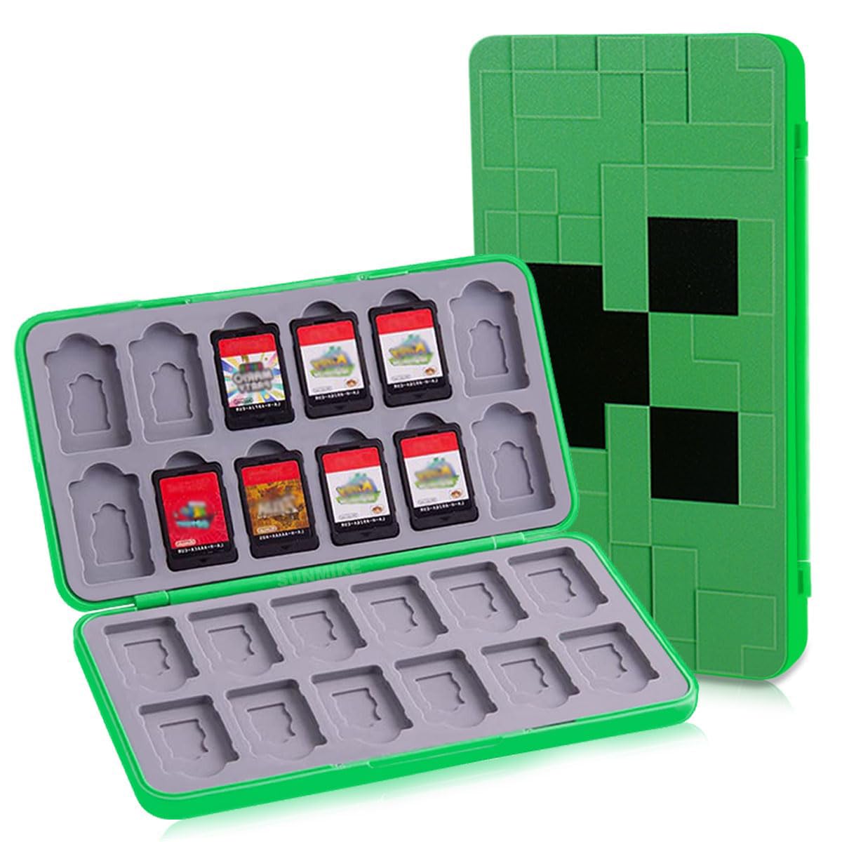 Game Card Case for Nintendo Switch/Switch 2/OLED/Lite, Portable Switch Game Case Magnetic Closure Switch Game Holder with 24 Slots for Games Cards & SD Cards Durable Cartridge Cases Hard Shell, Green