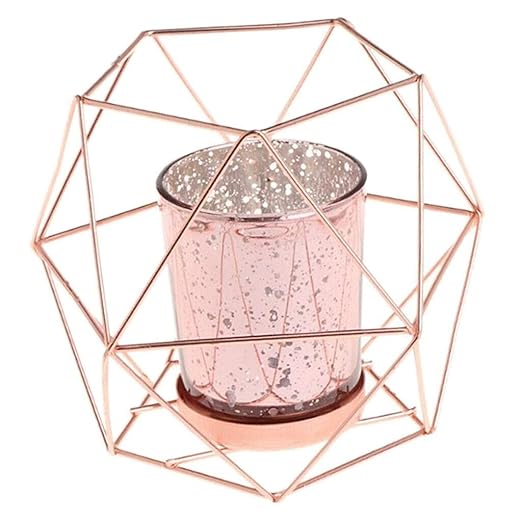 Stand Hollow Hexagon Geometric Tea Light Votive Candle