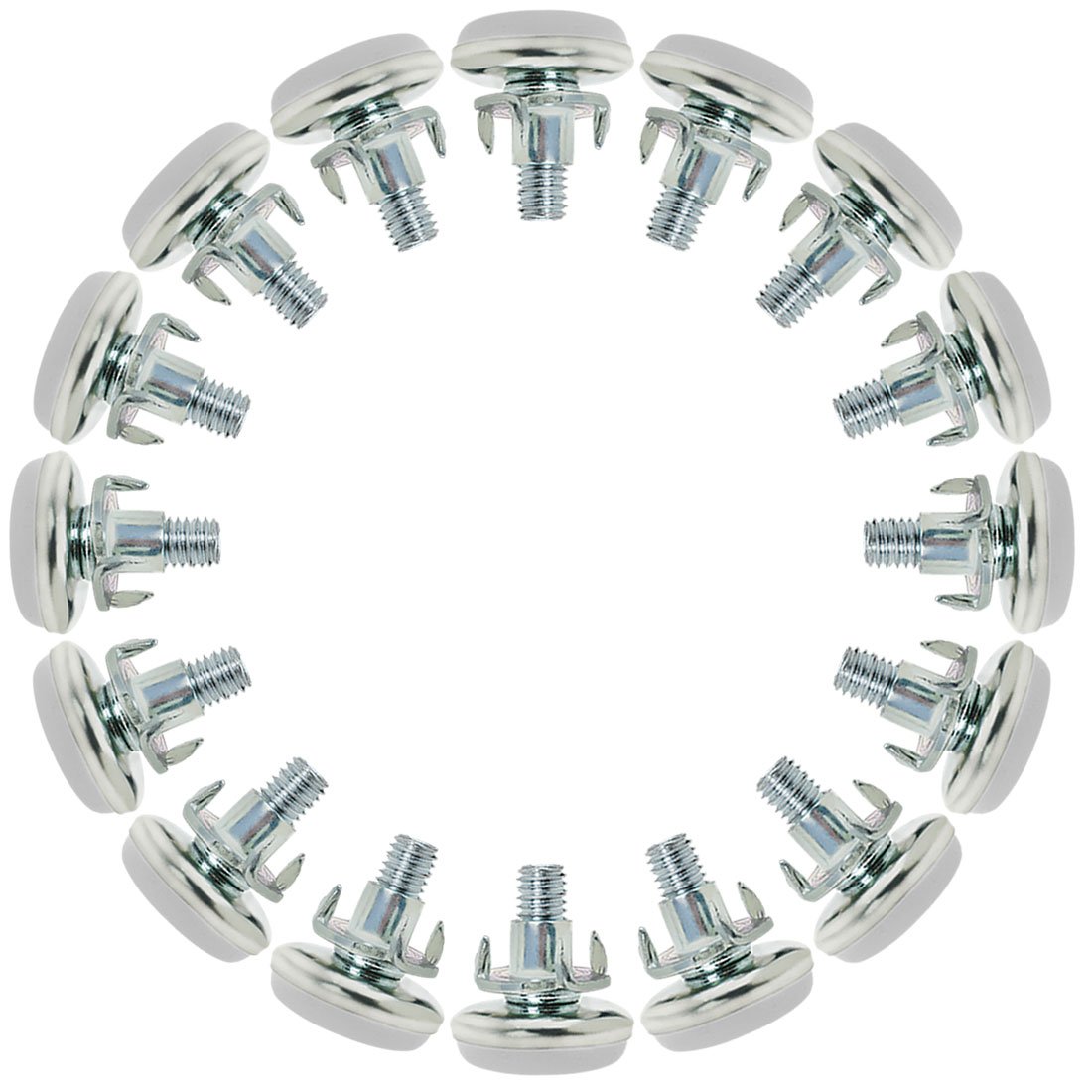 Sourcingmap M8 x 20 x 30mm Screw on Furniture Glide Leveling Feet Adjustable Leveler with T-Nuts for Chair Leg 16pcs