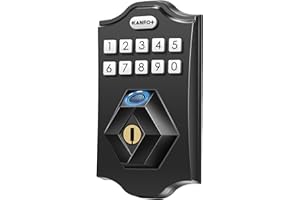 KANFOX Fingerprint Door Lock with Code - Keyless Entry Door Lock, Electronic Keypad Deadbolt for Front Door, Smart Lock with Auto Lock & One Touch Locking, Easy Installation, Matte Black