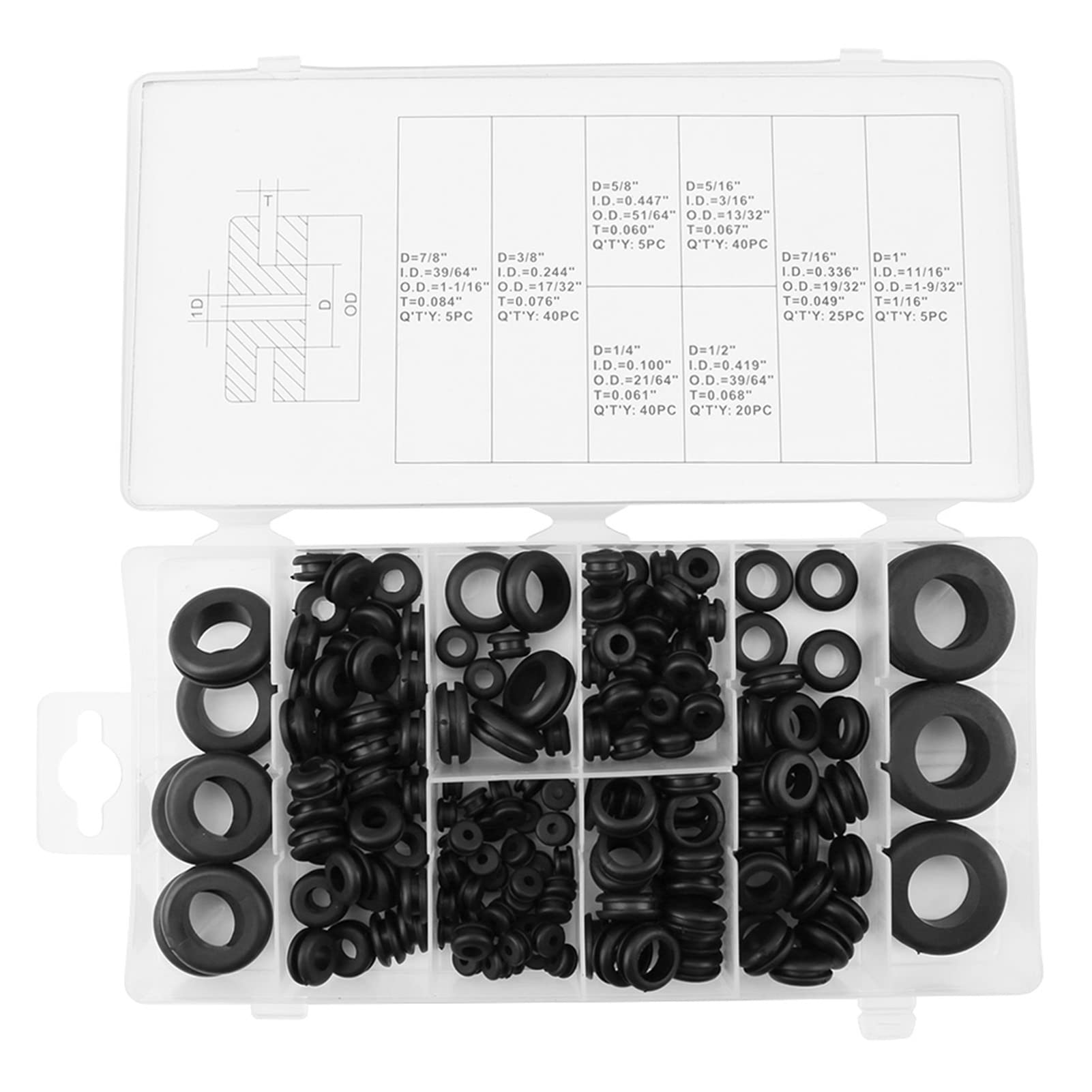 FTVOGUE 180Pcs Black Nylon, Nails, Screws & Fasteners Washers Rubber Washers, assorted Flat washers,Insulating Round Spacer, Seal Assortment
