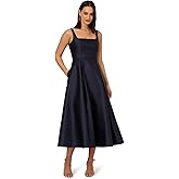 Adrianna Papell Women's Mikado Ankle Dress, Midnight