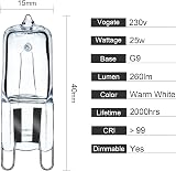 GMY G9 25W 230V Halogen Oven Bulb 2700K 260lm 360° 2Pack view 2
