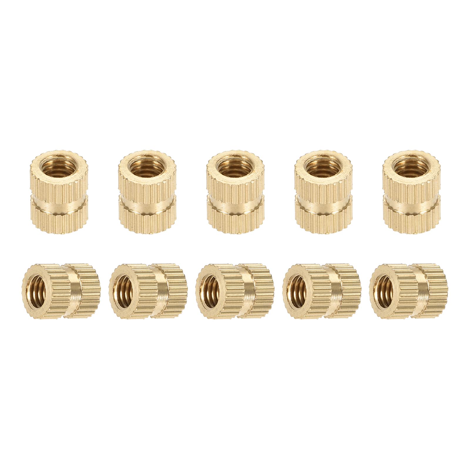 DTGN M5x8x7mm(IDxLxOD) Knurled Insert Nuts - 30 Pack - Good for Plastic Shells - Brass Female Thread Heat Set Inserts Embedment Nut