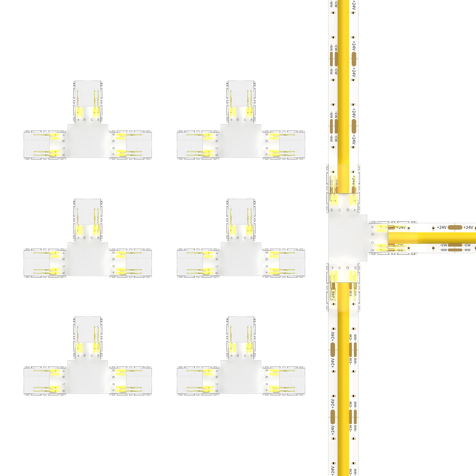 Photo 1 of PAUTIX 10mm Connectors 6pcs T Connectors,Solderless Terminal Extension Connection for 3-Pin CCT COB LED Strip Lights,NOT for 12mm/8mm/5mm LED Tape Lights