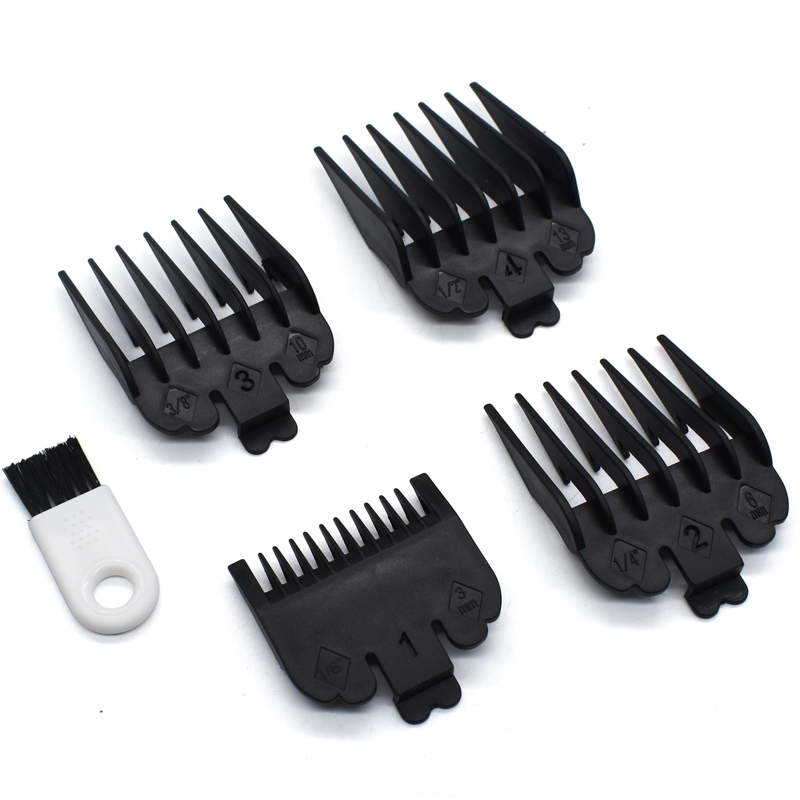 4 Pieces Professional Black Nylon Replacement Attachment Cutting Guard Guides Combs, 3/6/10/13mm Compatible with Wahl Full-Sized Magic Clip Super Taper Senior 8148 1919 8504 Hair Clippers