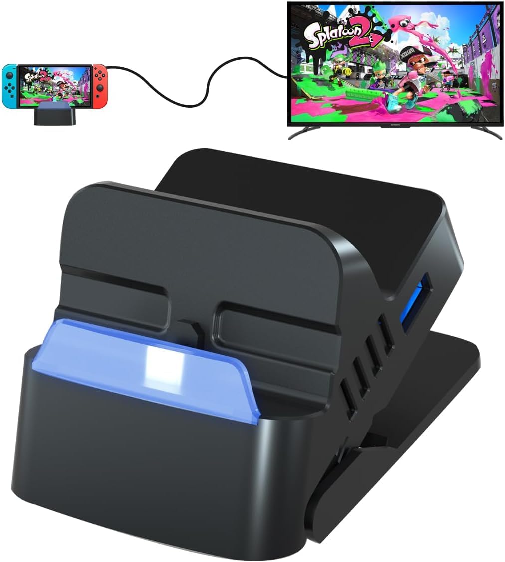 Switch TV Docking Station for Nintendo Switch/OLED, Portable Switch TV Dock Support 1080P HDMI Adapter, Replacement Switch OLED Dock with USB 3.0 Port Travel Dock