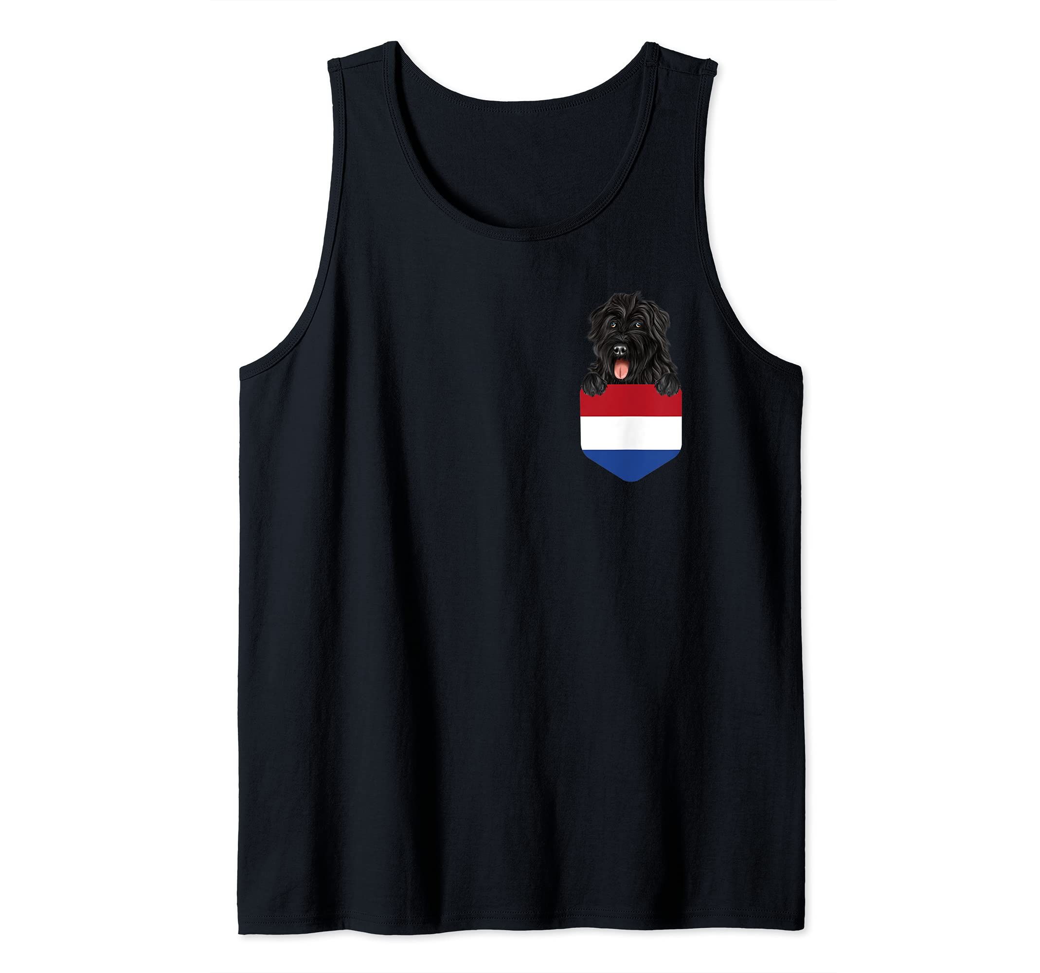 Netherlands Flag Bouvier des Flandres Dog In Pocket Tank Top