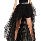 Womens Tulle Skirt Steampunk High Low Irregular Tutu Bustle Skirt Asymmetric Layered Mesh Elastic Waist Dovetail Skirts