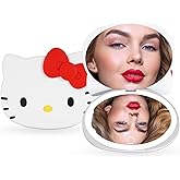 Impressions Vanity Hello Kitty LED Compact Mirror for Purse, Travel Lighted Makeup Mirror with 3X Magnification, Adjustable Brightness, Soft Touch Sensor Button and Hello Kitty Figural Shaped Design