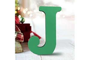 AOCEAN 6 Inch Green Wooden Letters Unfinished Wood Letter for Wall Decor Decorative Standing Letter Slices Sign Board Decoration for Craft Home Party Projects (J)