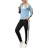 Marvmys Women's 2 Piece Tracksuit Set Full Zip-Up Hoddie Sweatsuits Color Block Jogging Suits with Pockets