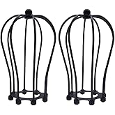 Industrial Vintage Cage Pendant Light - Black Metal Wire Cylinder Lamp Shade (2 Pack)