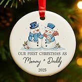 Babys First Christmas Ornament 2025 for New Parents, First Christmas as Mommy and Daddy Ornament Gifts