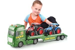 Wenbeier 3 in 1 Skid Loader Toy 25” Farm Truck Toys with Tractors for Kids Sounds and Lights for Boys & Girls Ages 3 4 5 6