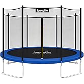 SereneLife Trampoline Outdoor 8FT 10FT 12FT 14FT with Enclosure Net, Ladder and Anti-Rust Coating - ASTM Approved Recreational Trampolines - Heavy Duty Yard Trampolines for Kids and Adults