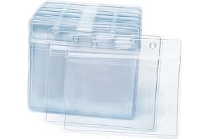 ORCIELO 100 Pcs Clear Plastic Horizontal Name Badge ID Card Holders