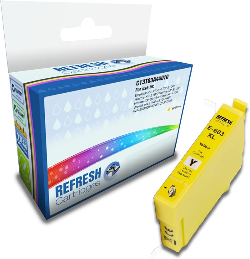 Refresh Cartridges Remanufactured Yellow Ink 603XL High Yield for Epson