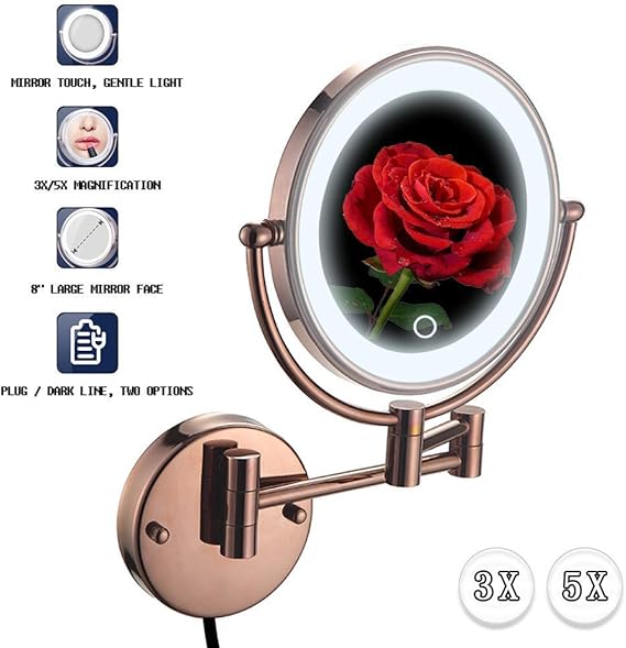 Espejo De Tocador, Espejo De Maquillaje para Baño Montado En La Pared 5