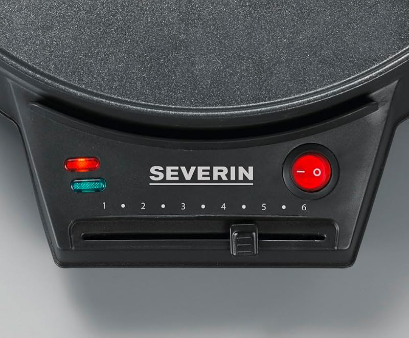 Severin crepadeira elétrica, forma redonda para crepes doces e salgados, crepeira xxl 30 cm com regulagem contínua de temperatura, preto, cm 2198