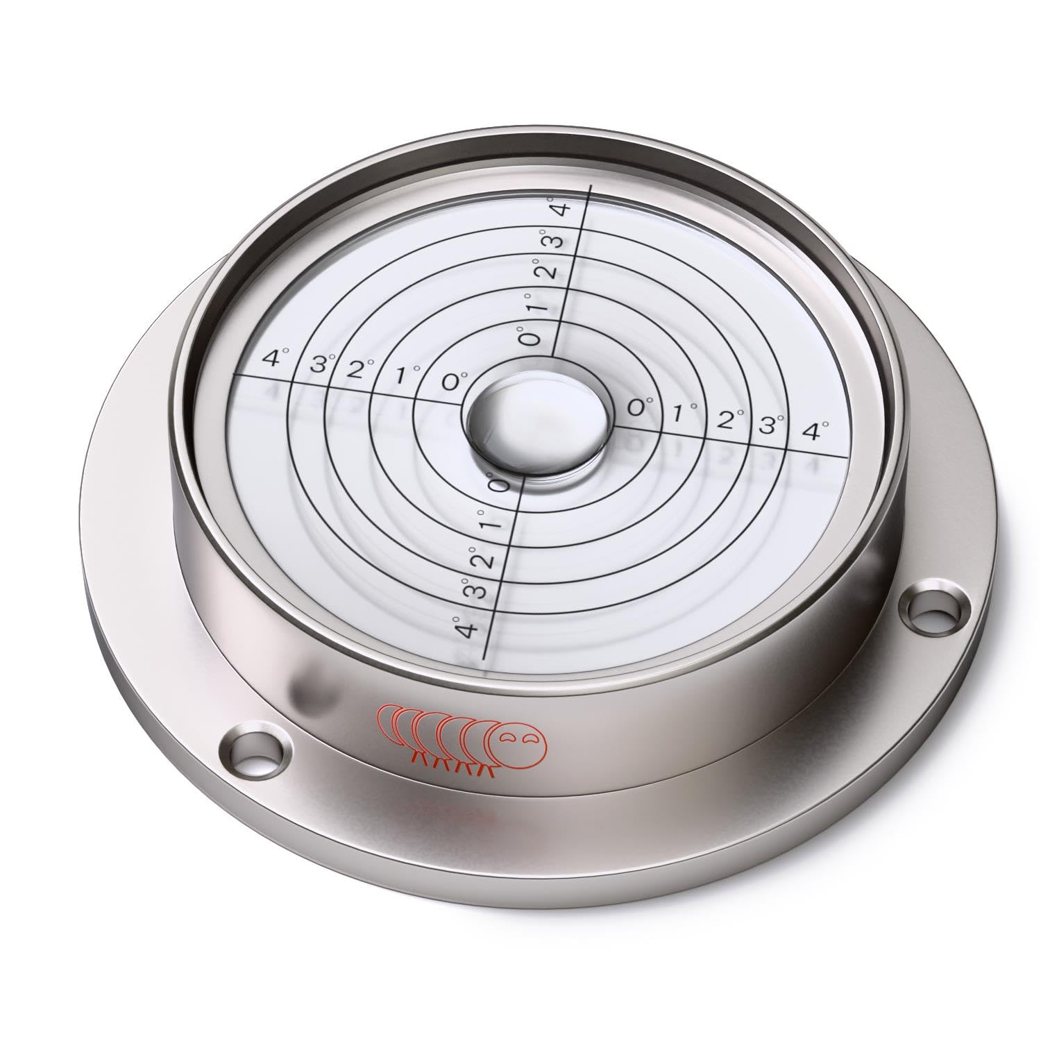 90mm Flanged Metal Circular Angle Spirit Bubble Degree Level (Green aqueous) Degree Marking - Clear