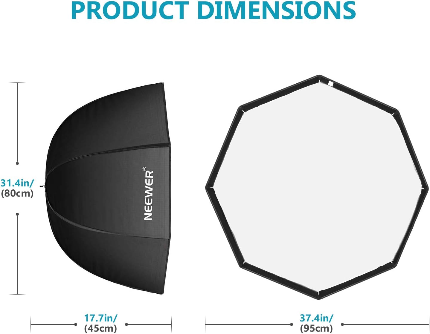 Neewer 37.5inches/95centimeters Octagon Softbox with Carrying Bag Compatible with Speedlite, Studio Flash - Image 3