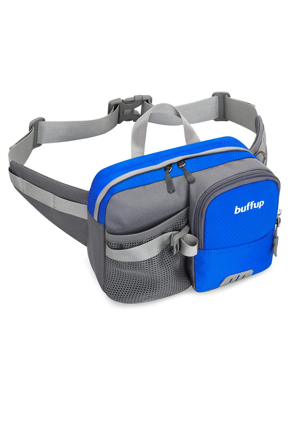 buffup Lightweight Sports Bum Bag with Bottle Holder,Waist Pack for Hiking,Running,Cycling & Outdoor Adventures (Blue)