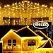 Hezbjiti 8 Modes LED Icicle Lights, 32.8 FT 400 LED 75 Drops Fairy String Lights Plug in Extendable Curtain Light String Christmas Lights for Bedroom Patio Yard Garden Wedding Party (Warm White)