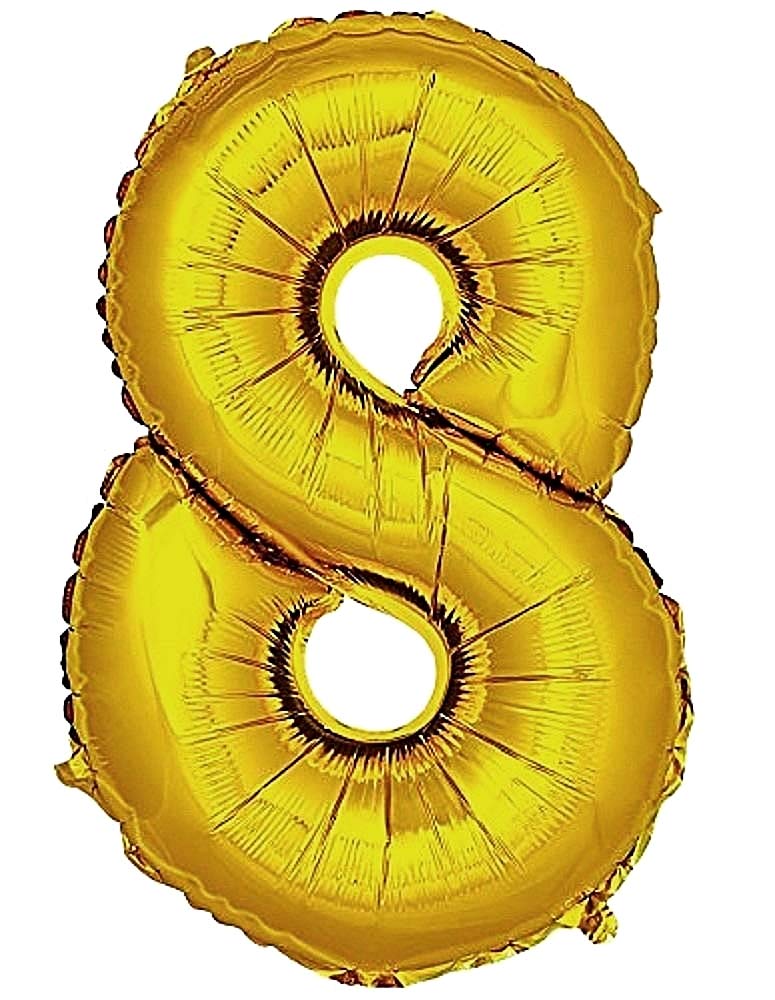 Lovelegis Balloon age years - Balloon - Number 8 - Height 100 cm - Gold color - Birthday - New Year - Party - Decorations